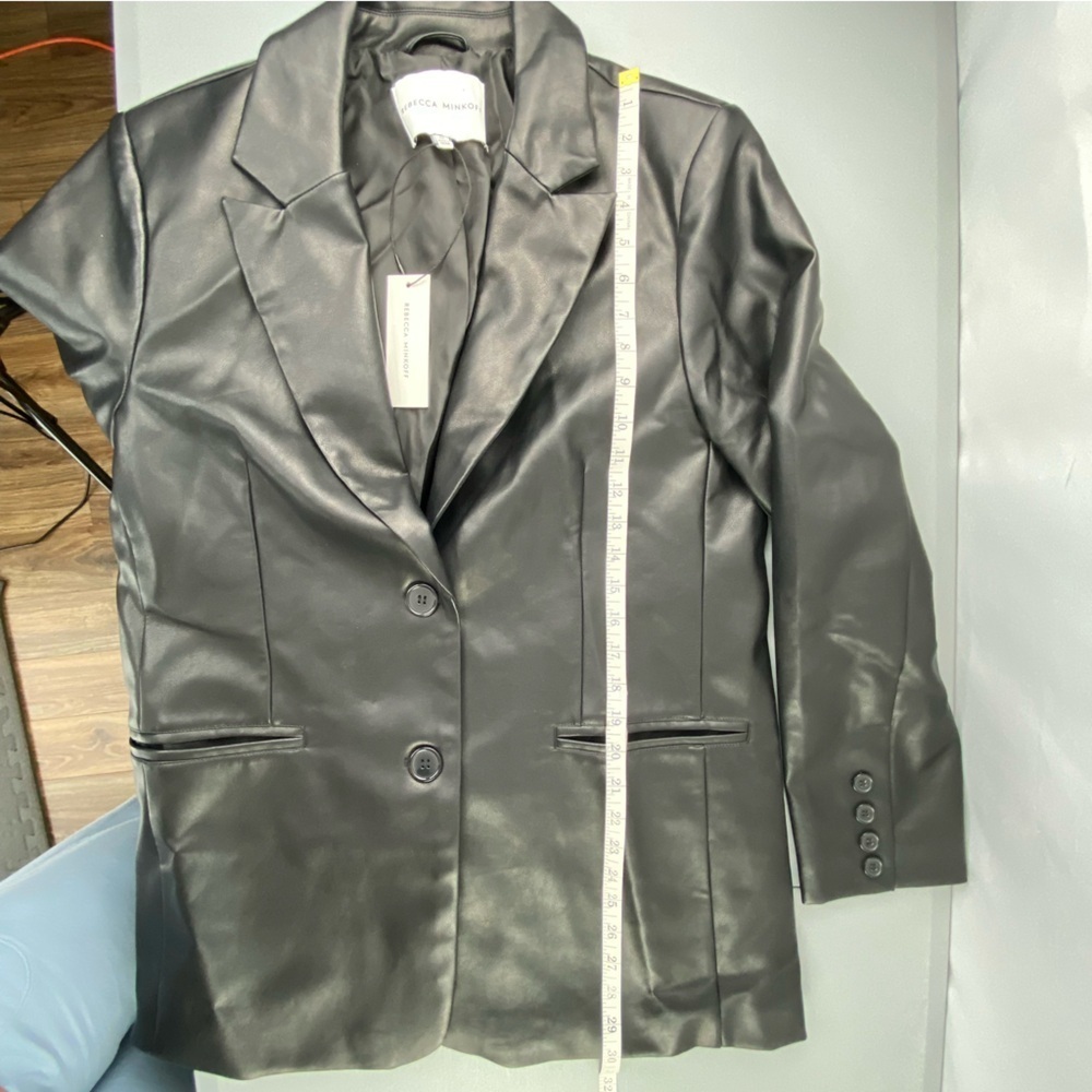 Rebecca Minkoff Black Faux Leather Blazer Jacket Women's size Medium NWT - Picture 9 of 9